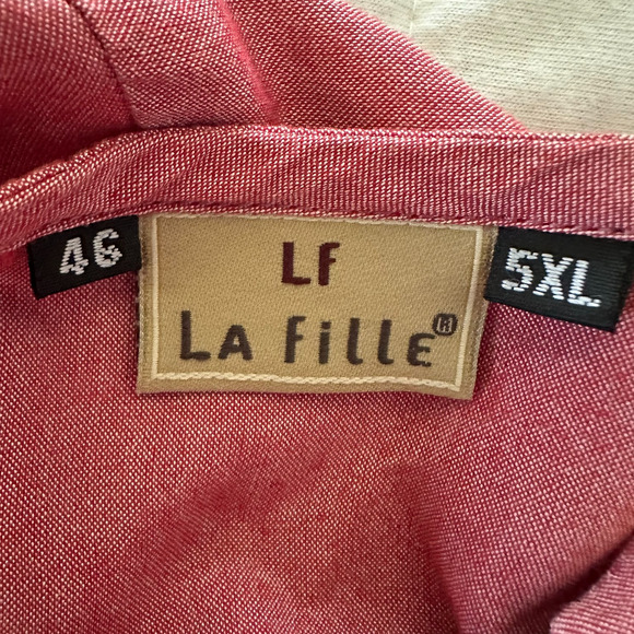 LA FILLE Womens Dress 5X Pink Long Sleeve Shift Midi Bohemian Festival Chic - Picture 6 of 13